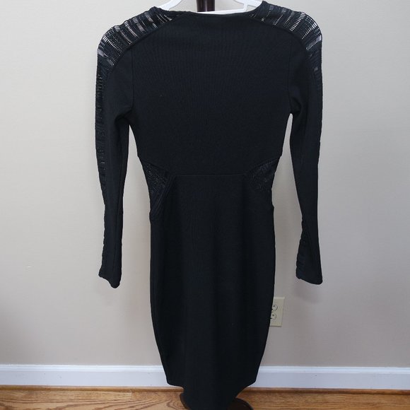 Express Body Con Black Dress with Mesh Detailing - Picture 6 of 8
